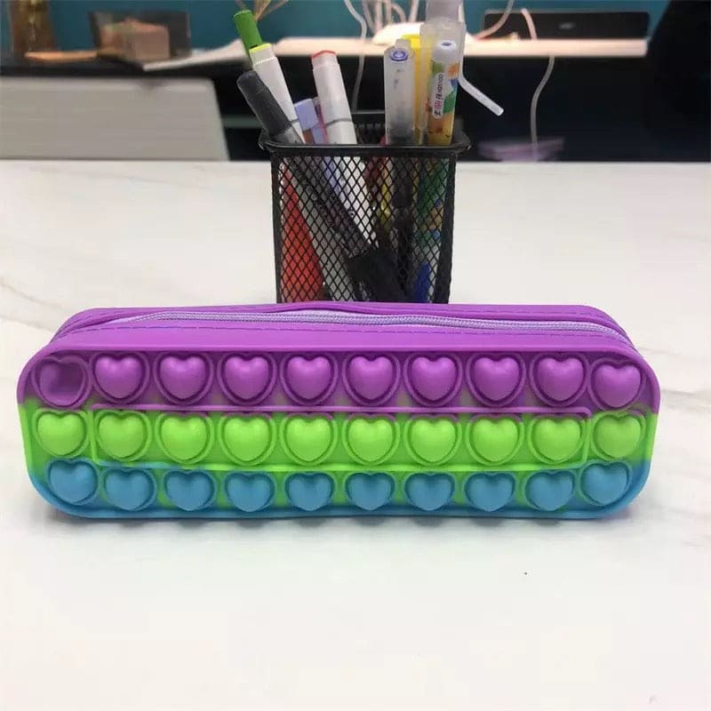 Pencil Case, Heart Pop Fidget Toy Pencil Pouch, Children Stress Relief Squishy Toy, Popit Bubble Toy Stationary Pencil Case Pencil Case, Heart Pop Fidget Toy Pencil Pouch, Children Stress Relief Squishy Toy, Popit Bubble Toy Stationary Pencil Case